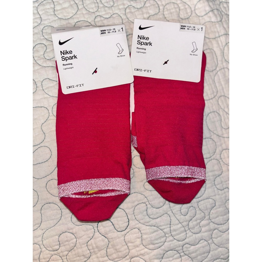 Nike Spark Running Lightweight No Show Socks Pink Dri-FIT 2 Pairs W 11.5-13